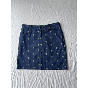 Lilly Pulitzer Boating Palm Trees Skirt Sz 4 Navy Blue Green Beach Cruise